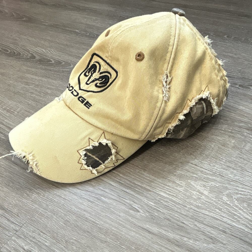 Vintage Dodge Ram Camo Hat Y2K Paramount Outdoor Distressed Strapback Cap Unisex